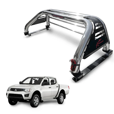 Barra Antivuelco Acero Inoxidable Mitsubishi L200 2006–2015 | Luz de Freno y Base para Lona 4x4 | Kangaroo Chile
