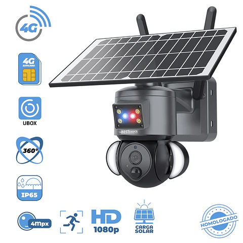  Cámara de Vigilancia Solar 4G PTZ 4MPX Independiente | Kangaroo Chile