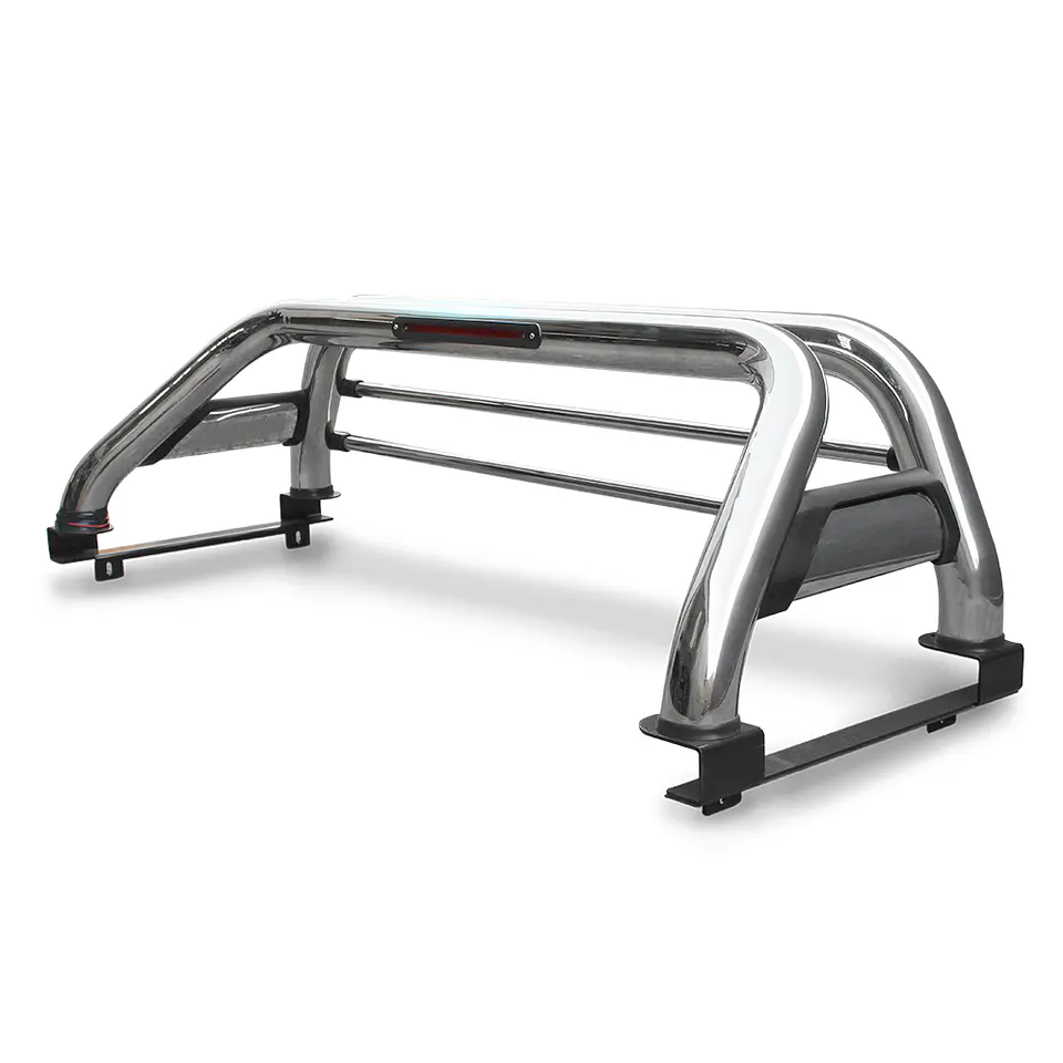 Barra Antivuelco Acero Inoxidable Nissan Navara 2021+ | Con Luz de Freno y Bases para Lona | Kangaroo 2