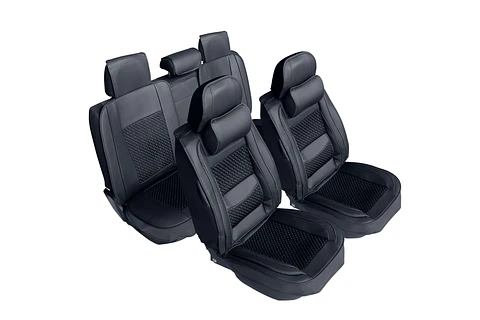 Cubre Asiento Ecocuero Universal para Camioneta Cabecera Memory Foam Negro