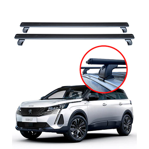 Barra de Techo Aluminio Peugeot 5008 – Portaequipaje Reforzado 130 cm con Seguridad Anti-Robo