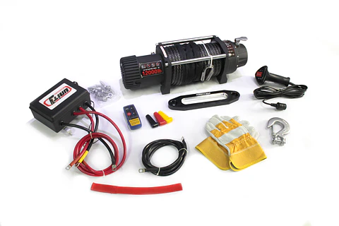 Winche Eléctrico 12.000 lb / 5.400 kg (12V) con Cuerda Sintética | Kangaroo Chile