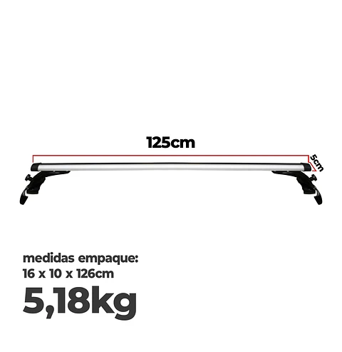 Barra de Techo Transversal Universal 125 cm – Puerta a Puerta para SUV y Camionetas