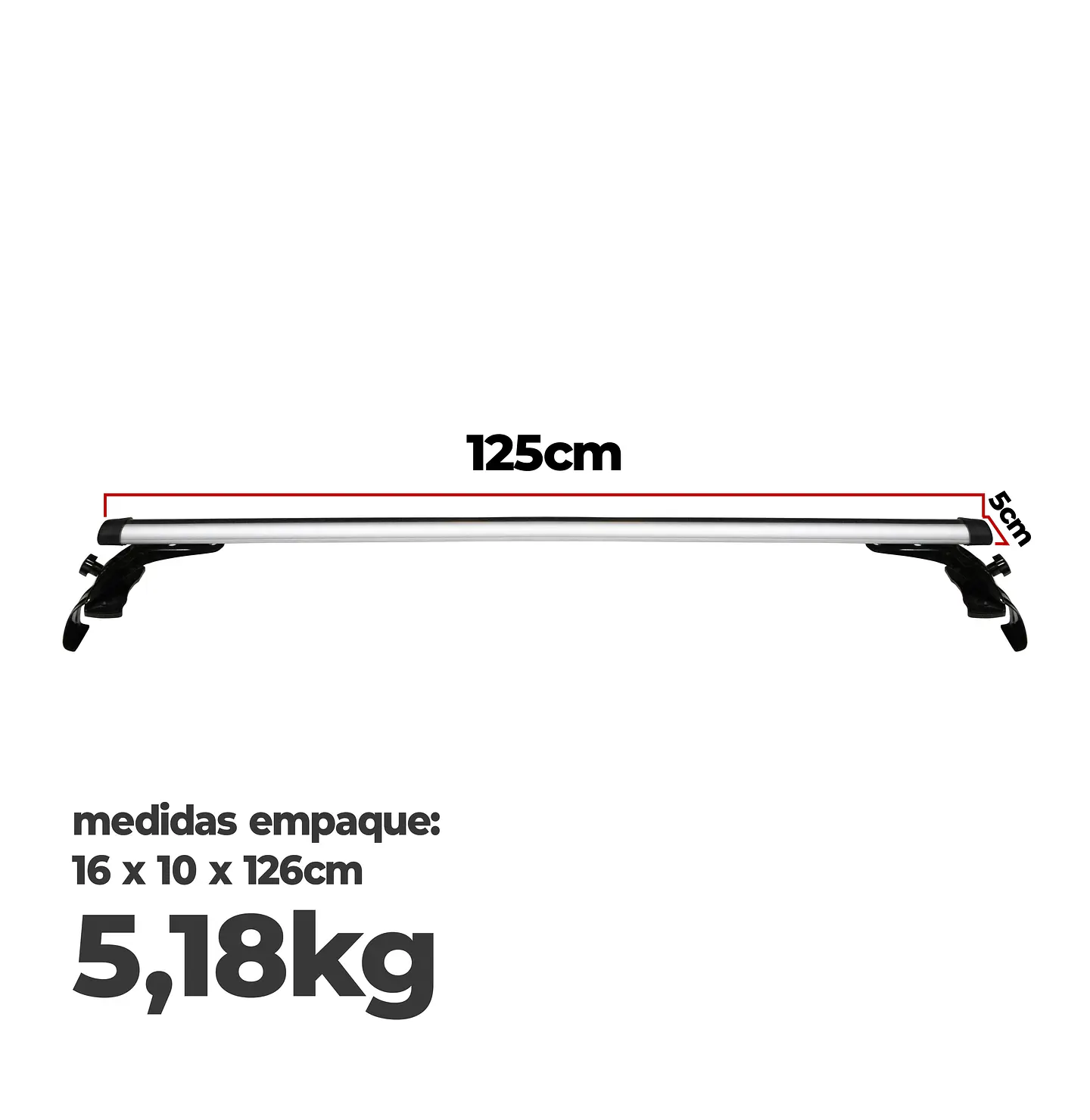 Barra de Techo Transversal Universal 125 cm – Puerta a Puerta para SUV y Camionetas 2