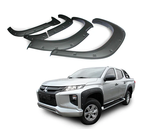Extensiones de Tapabarro Mitsubishi L200 2019–2023 | ABS Negro Estilo Militar con Kit de Instalación