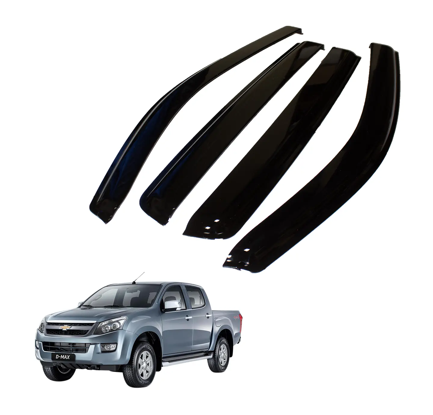 Aletas Bota Agua DMAX 2020-2022 ABS Negro – Instalación fácil con cinta 3M 1