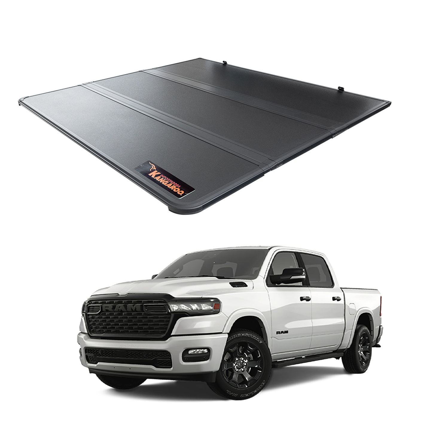 Tapa Rígida TRIFOLD Dodge RAM Box 2020+ | Aluminio Texturizado | Kangaroo Chile 1