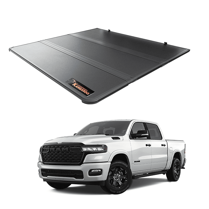 Tapa Rígida TRIFOLD Dodge RAM Box 2020+ | Aluminio Texturizado | Kangaroo Chile 1