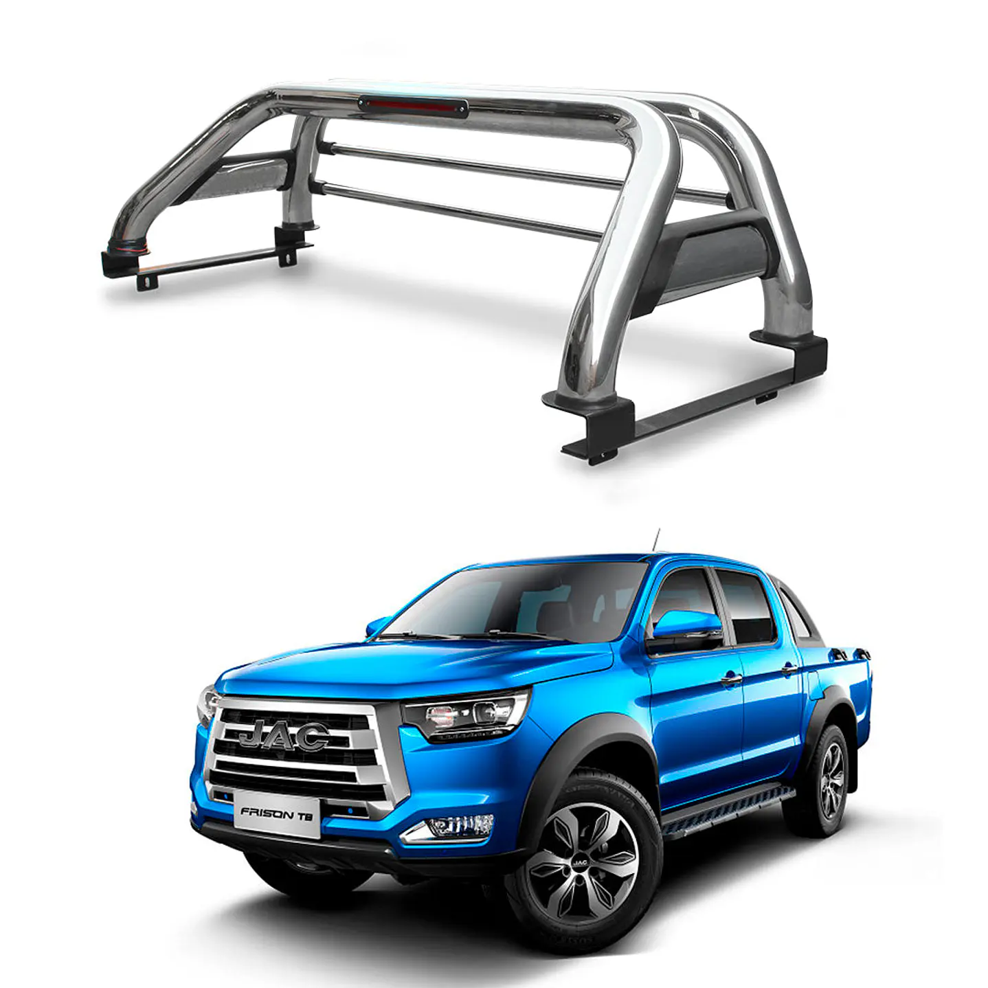 Barra Antivuelco Acero Inoxidable JAC T8 | Con Luz de Freno y Base para Lona | Kangaroo Chile- COPIAR 1