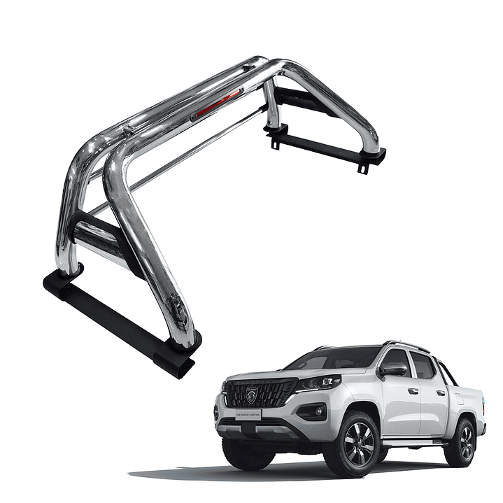 Barra Antivuelco Acero Inoxidable Peugeot Landtrek | Luz de Freno y Base para Lona | Kangaroo Chile 1