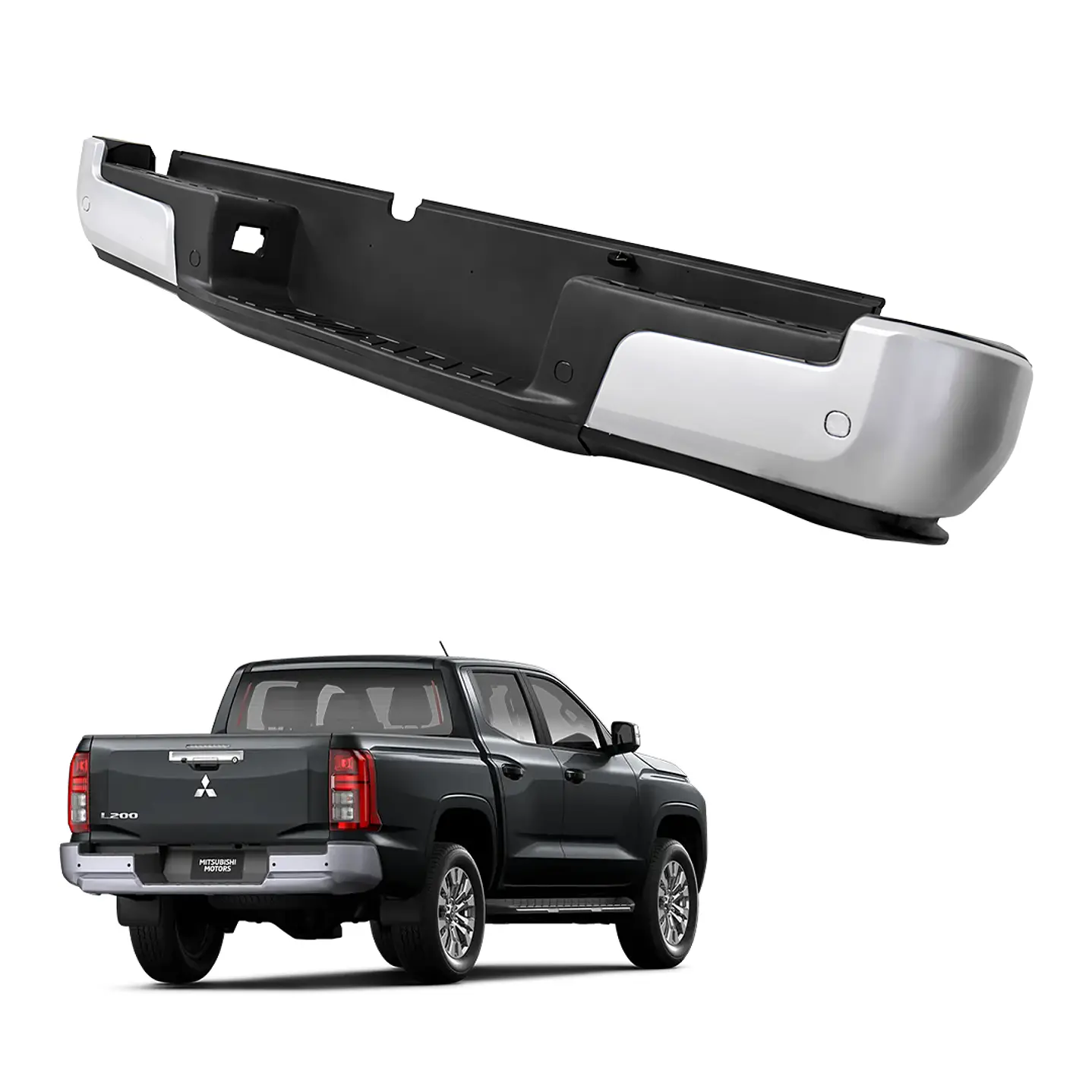 Parachoque Trasero Mitsubishi L200 2024+ Color Negro Gris 1