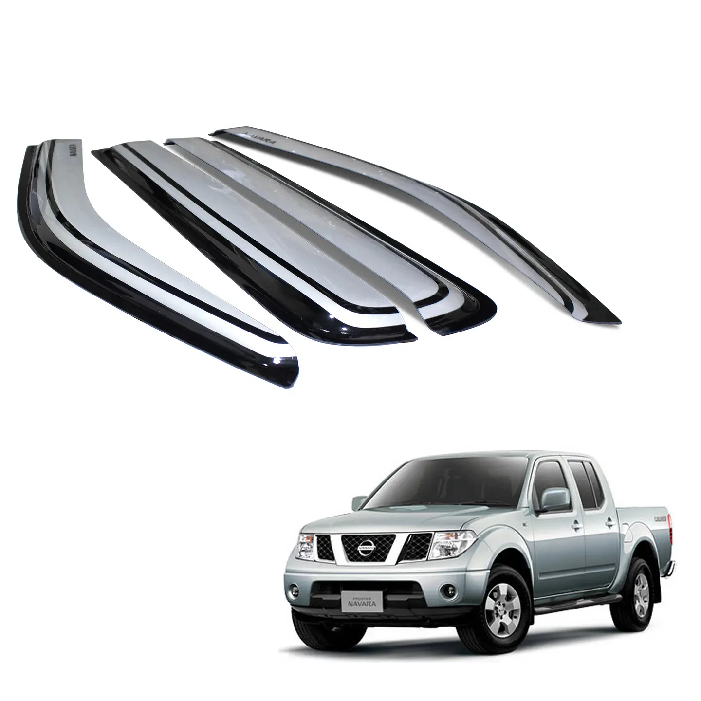 Set de Aletas Bota Agua Bicolor Nissan Navara 2006-2015 con logos | Kangaroo Chile 1