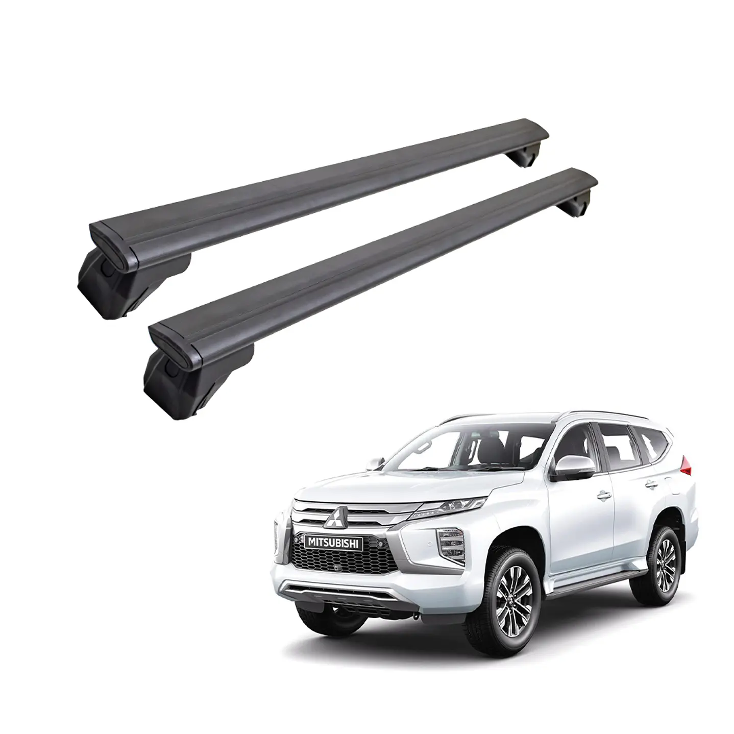 Barra de Techo Transversal Carga Pesada Abrazadera Alta – Mitsubishi Montero Sport 2019-2023 -  Soporta Hasta 80 kg por Barra 1