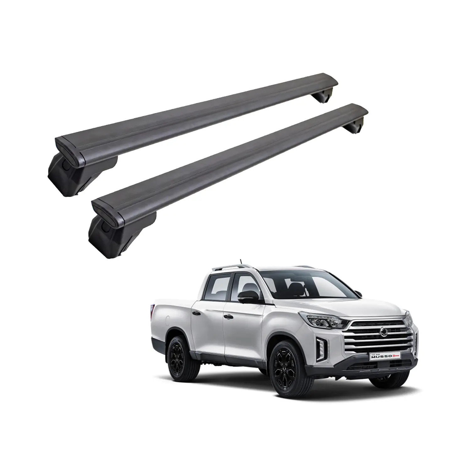 Barra de Techo Transversal de Fierro para SsangYong Musso - Carga Pesada – Soporta Hasta 80 kg por Barra 1