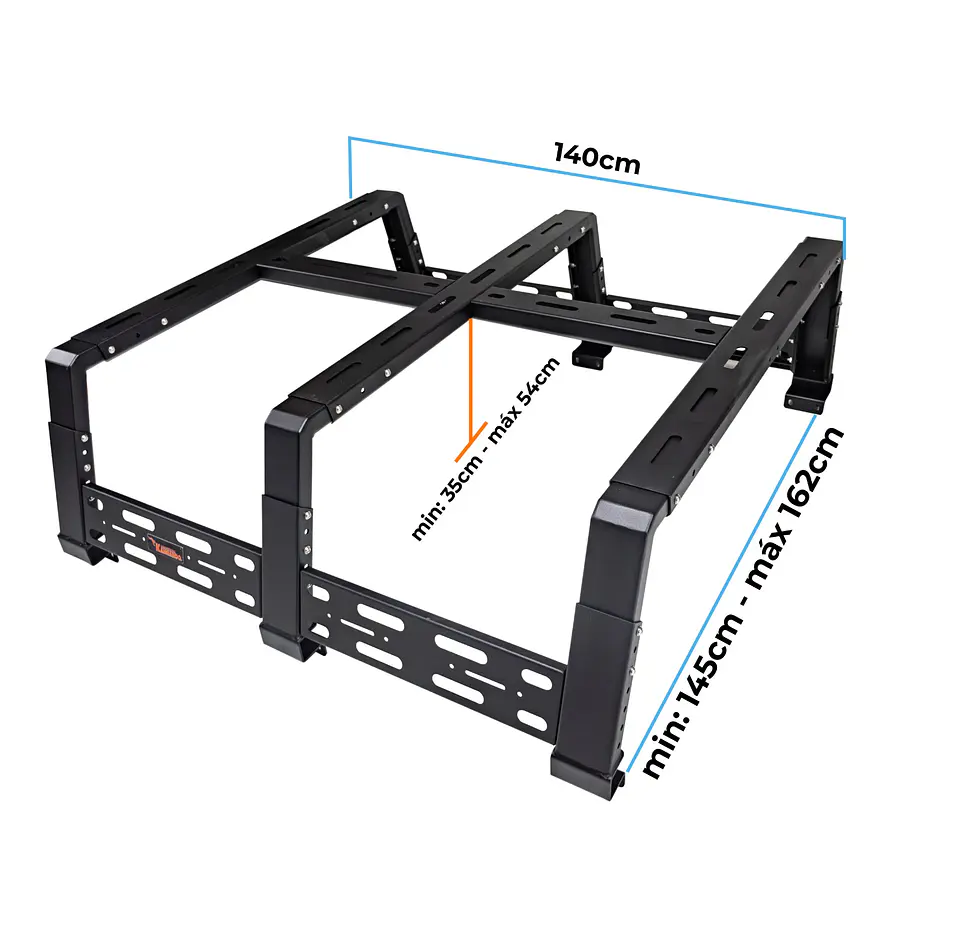Rack para Camioneta Kangaroo 400 kg – Acero Negro Regulable 4