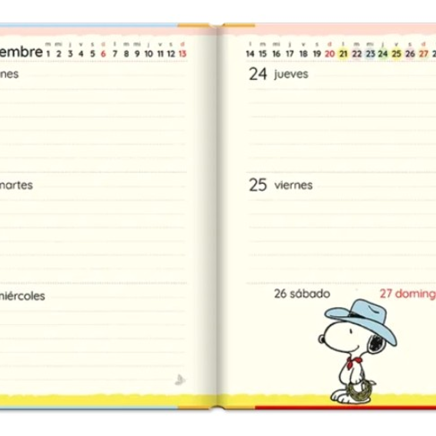 Agenda Snoopy Semanal Pequeña 2026 2