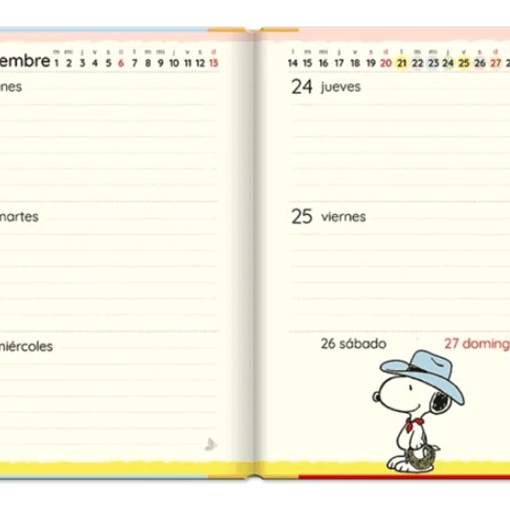 Agenda Snoopy Semanal Pequeña 2026 2