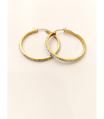 Argolla con cristales de colores en dorado grande 