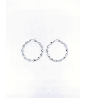 Argolla enroscada plateada grande