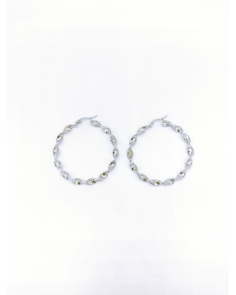 Argolla enroscada plateada grande