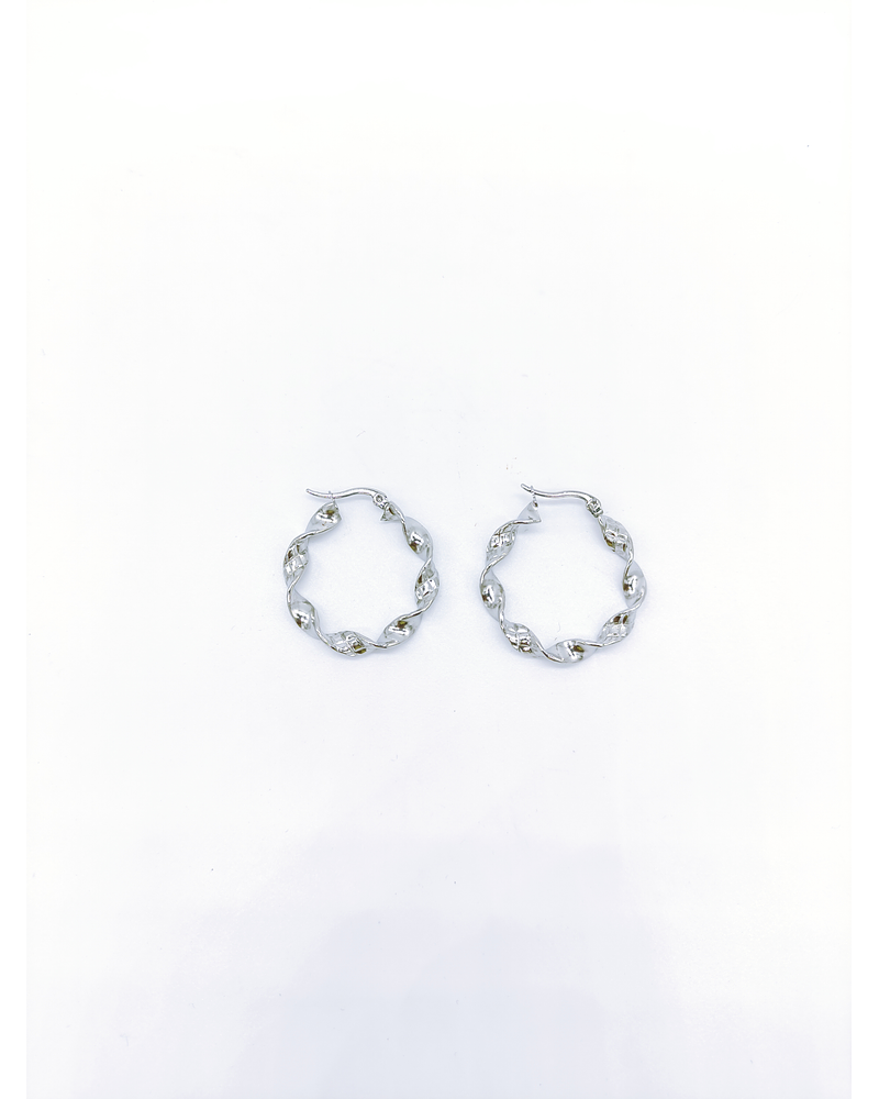 Argolla enroscada plateada chica