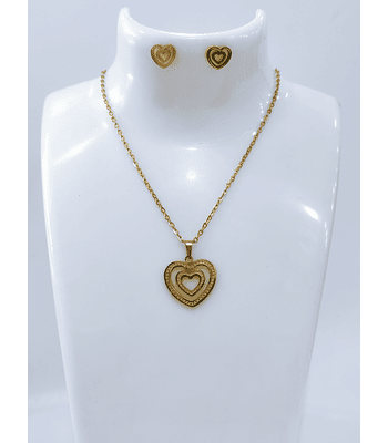 Conjunto dorado de corazon