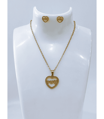 Conjunto dorado de corazones