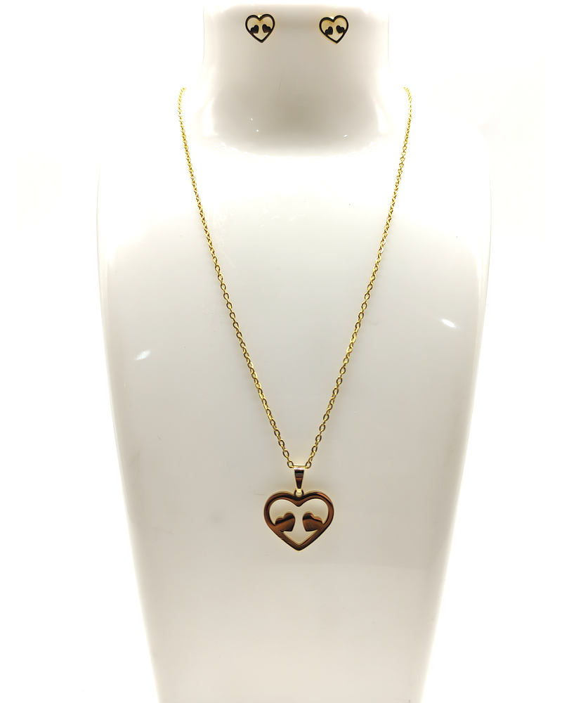 Conjunto dorado de dos corazones 