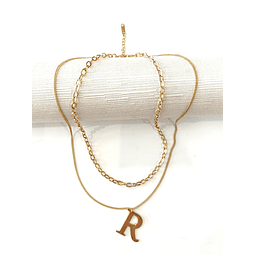 Collar de acero dorado doble cadena de 60 cm 