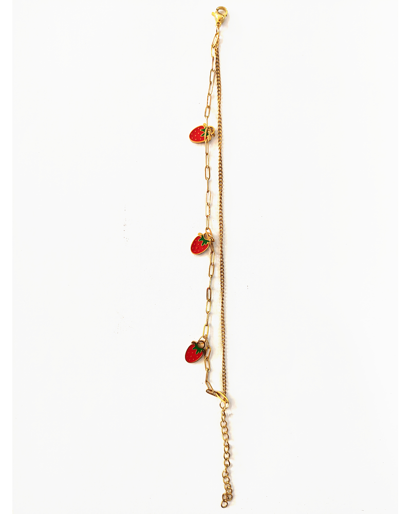 Pulsera doble cadena frutilla