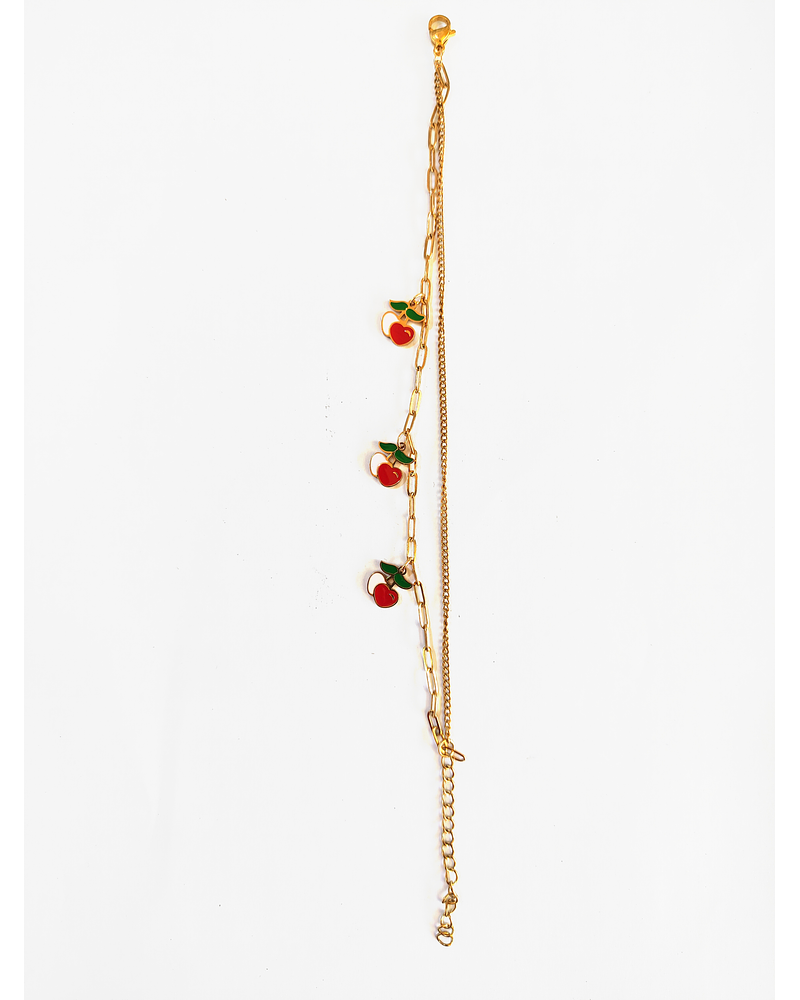 Pulsera doble cadena de cerezas