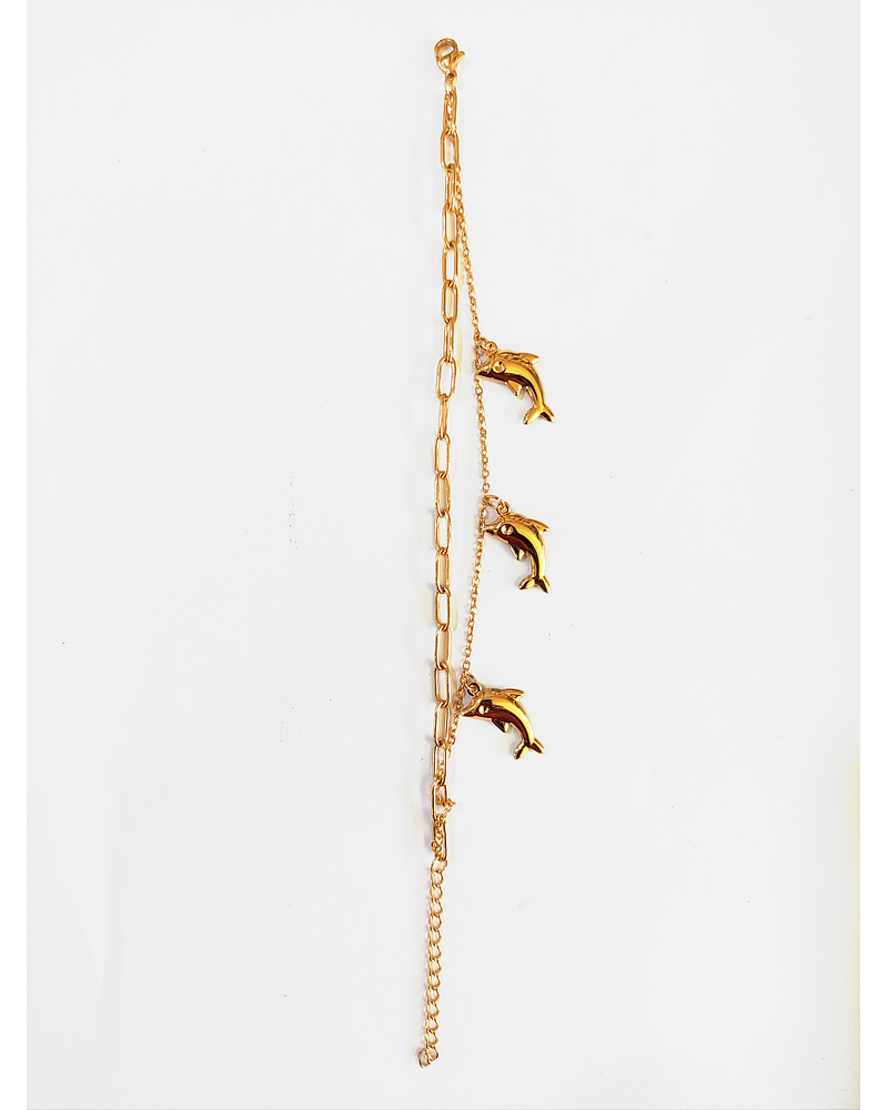 Pulsera doble cadena de delfines 