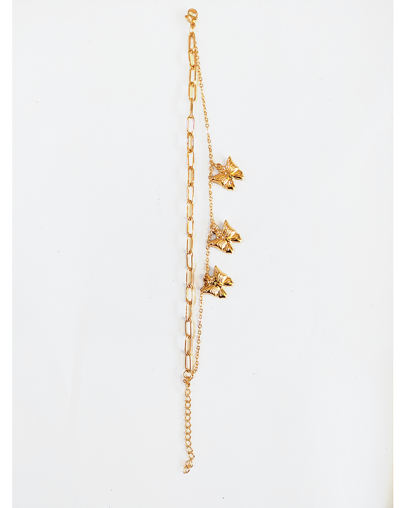 Pulsera doble cadena de mariposas 