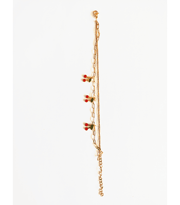 Pulsera doble cadena de cerezas
