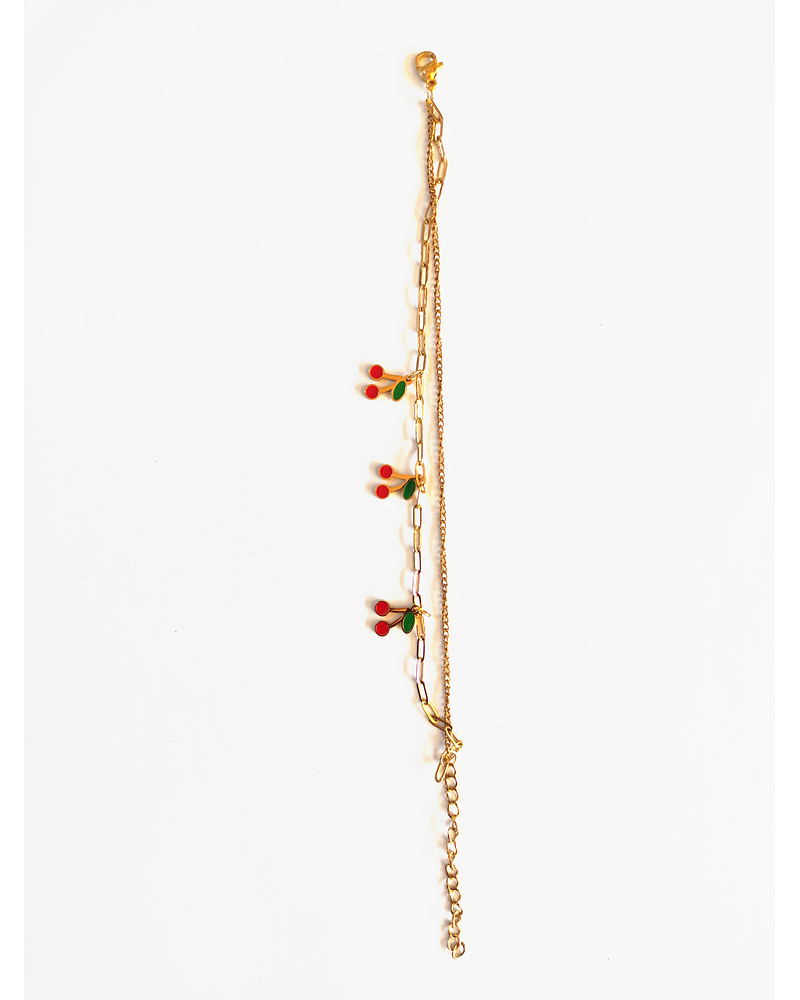 Pulsera doble cadena de cerezas