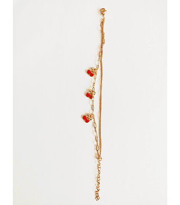 Pulsera doble cadena de cerezas
