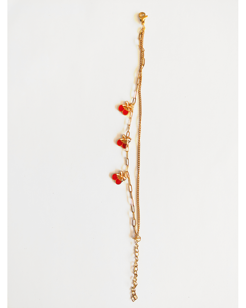 Pulsera doble cadena de cerezas