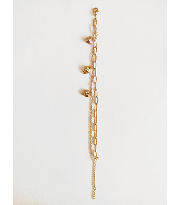Pulsera doble cadena de corazones 