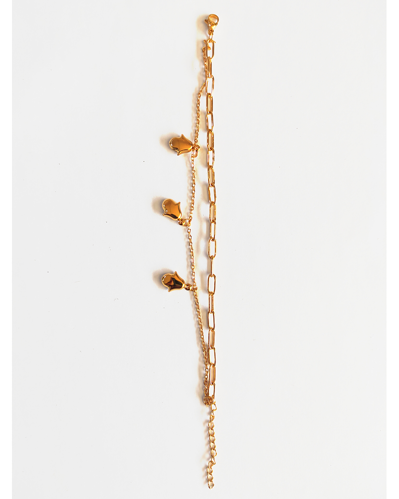 Pulsera doble cadena de Mano de Fátima 