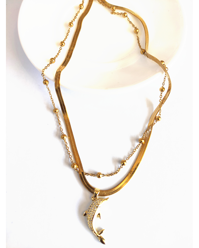 Collar doble cadena de delfín 