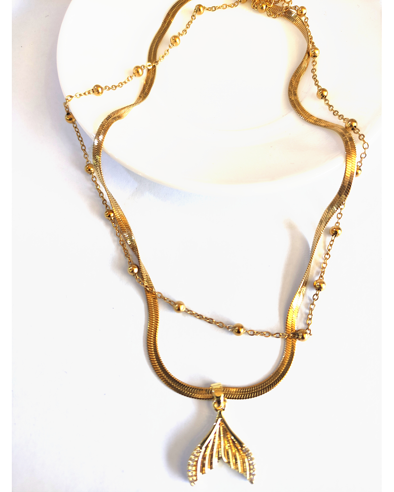 Collar doble cadena de cola de ballena