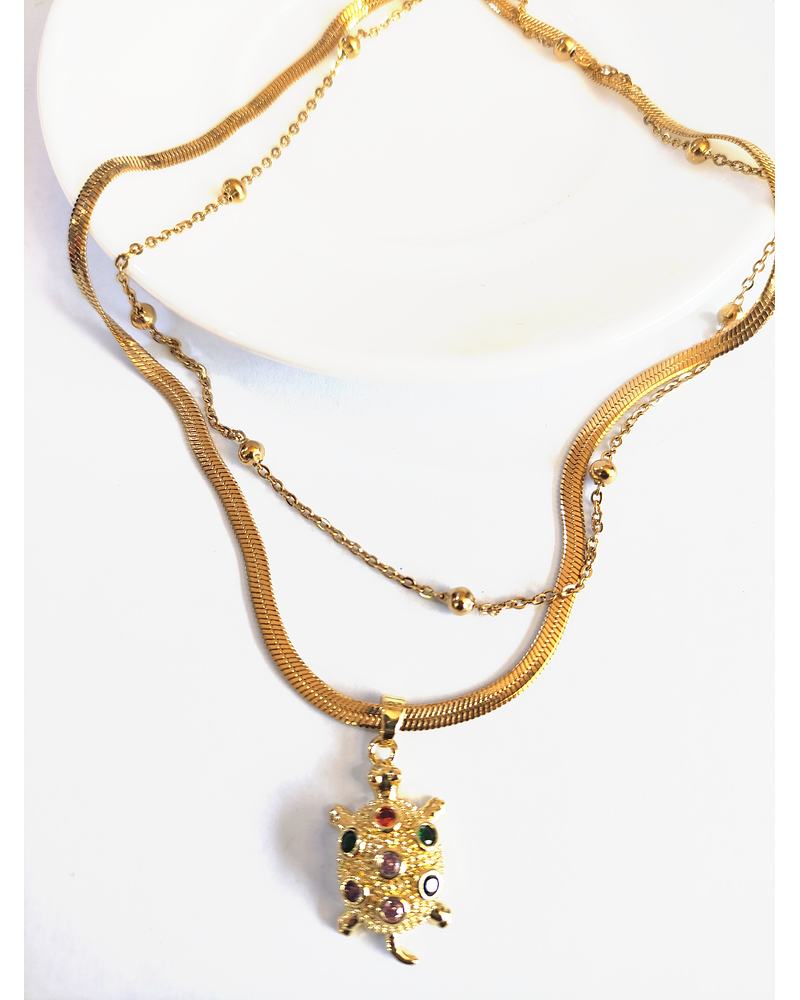 Collar doble cadena de tortuga