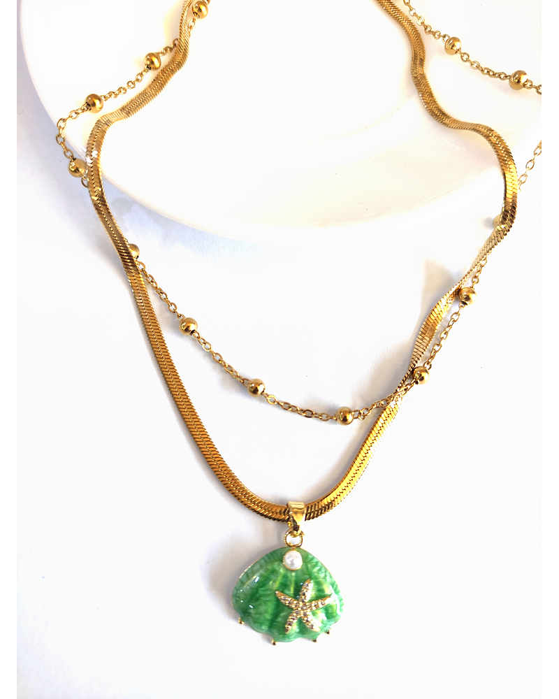 Collar doble cadena de concha marina