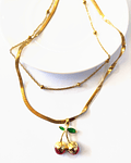 Collar doble cadena de Cerezas