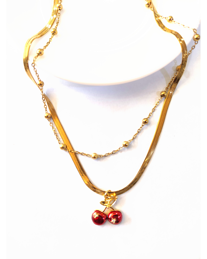 Collar doble cadena de Cerezas