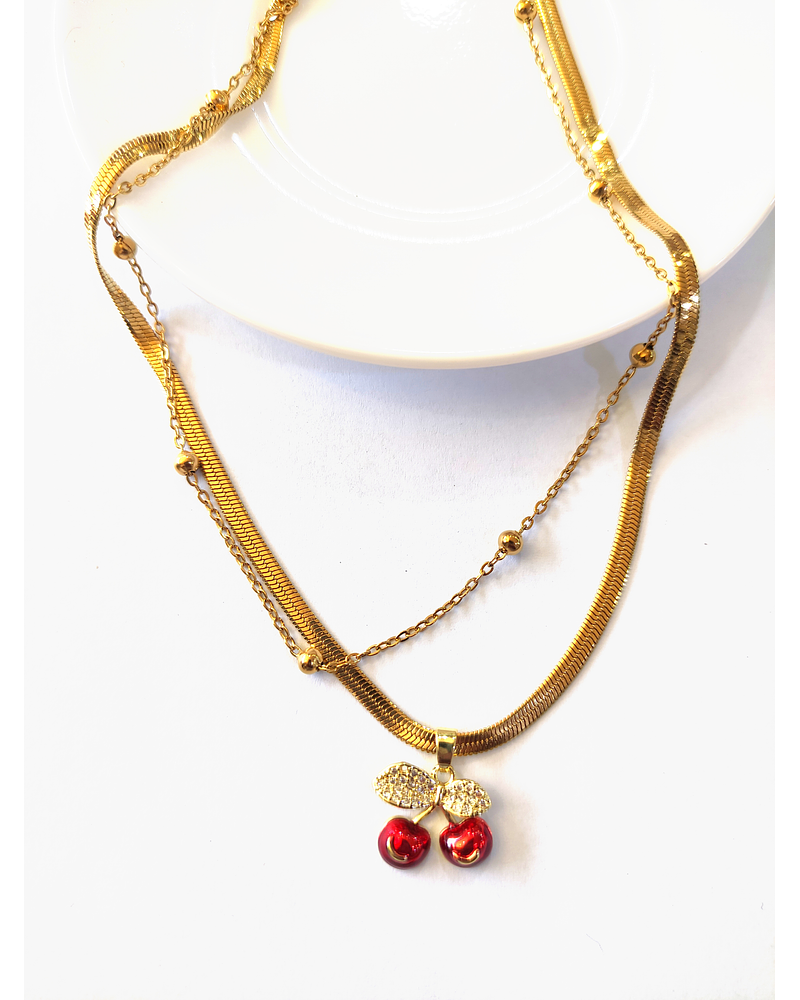 Collar doble cadena de Cerezas