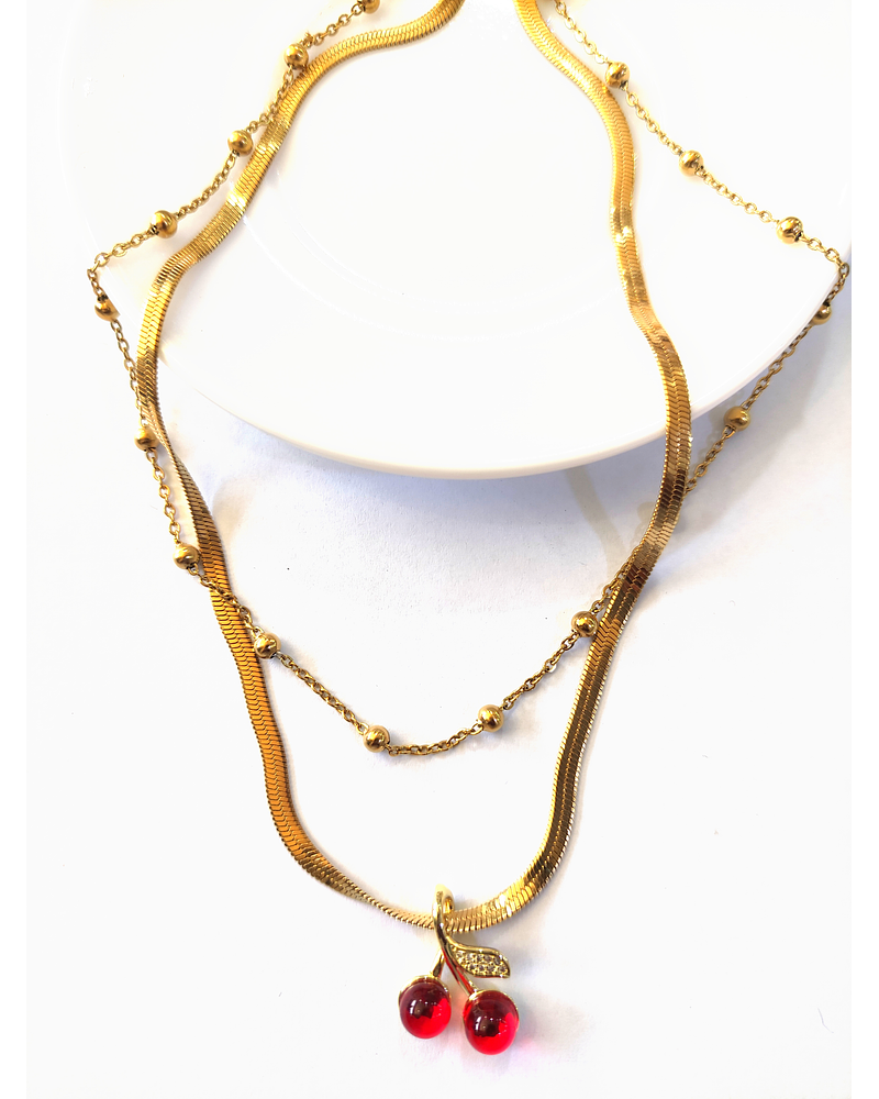 Collar doble cadena de Cerezas