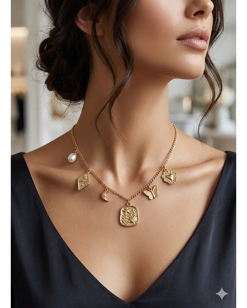 Collar veraniego en acero dorado 