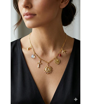 Collar veraniego en acero dorado 