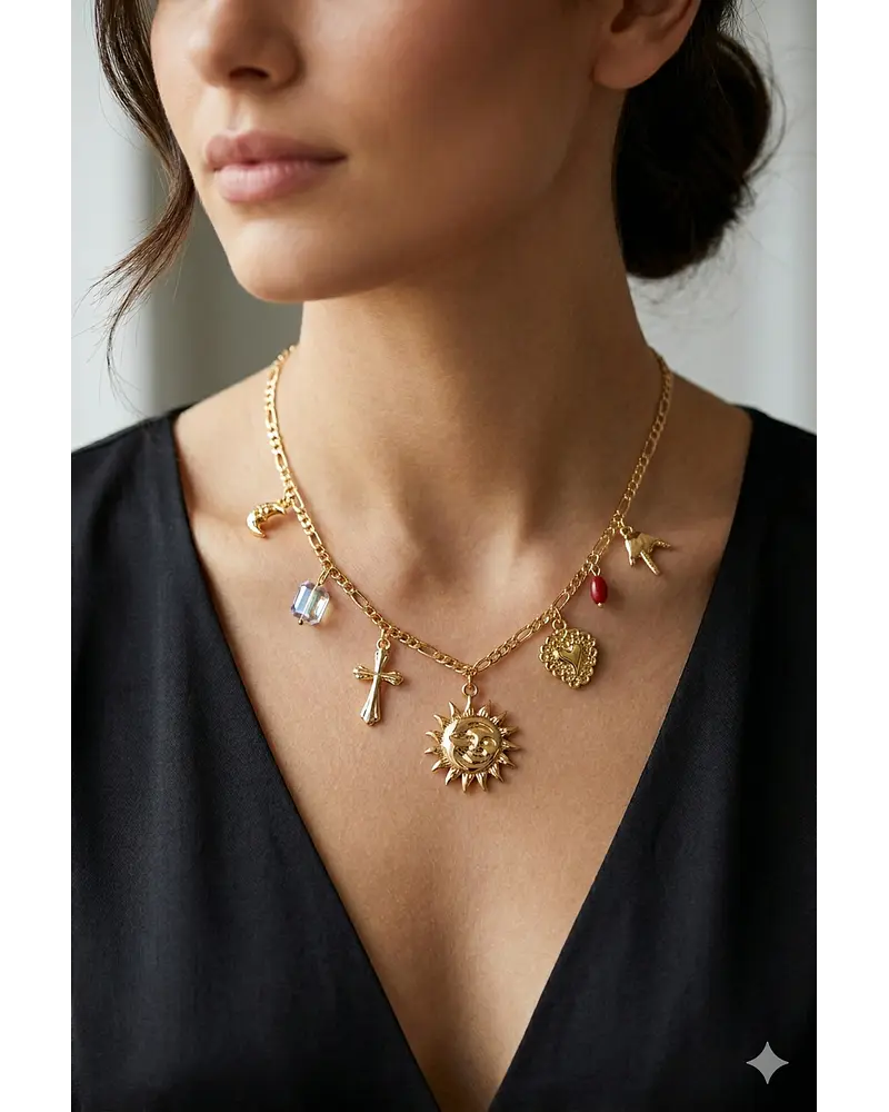 Collar veraniego en acero dorado 